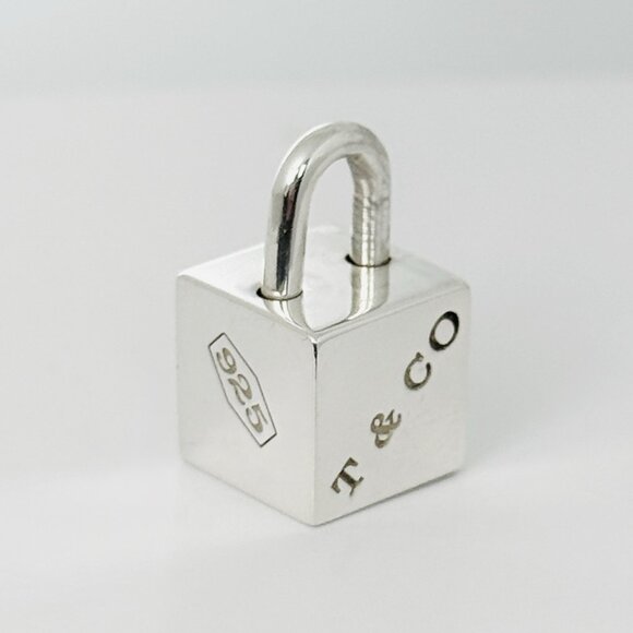 Tiffany 1837 Cube Box Square Padlock Lock Charm Pendant in Sterling Silver - Picture 3 of 7